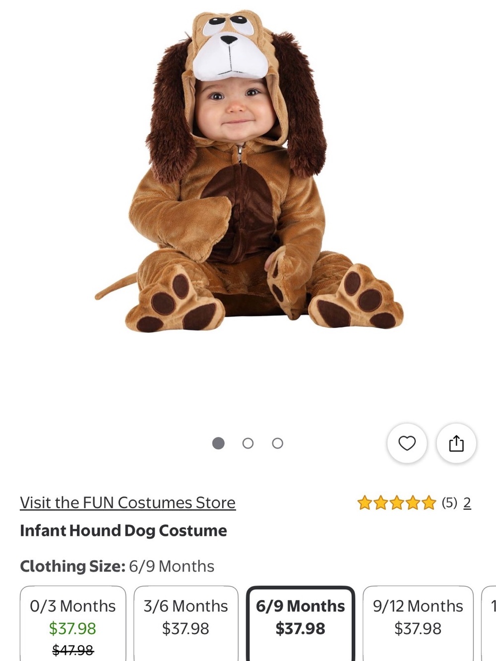 Baby 6-9 Months Hound Dog Halloween Costume